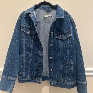 Topshop Moto Studded Blue Denim Jacket
